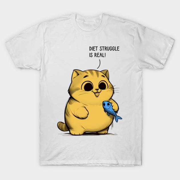 Fat cat struggles to maintain his diet T-Shirt by Emma Creation